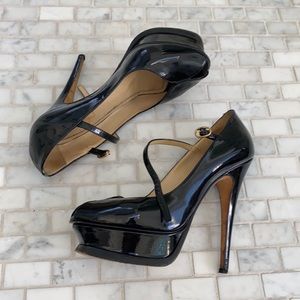 Ysl black patent leather maryjane platform pumps size 37